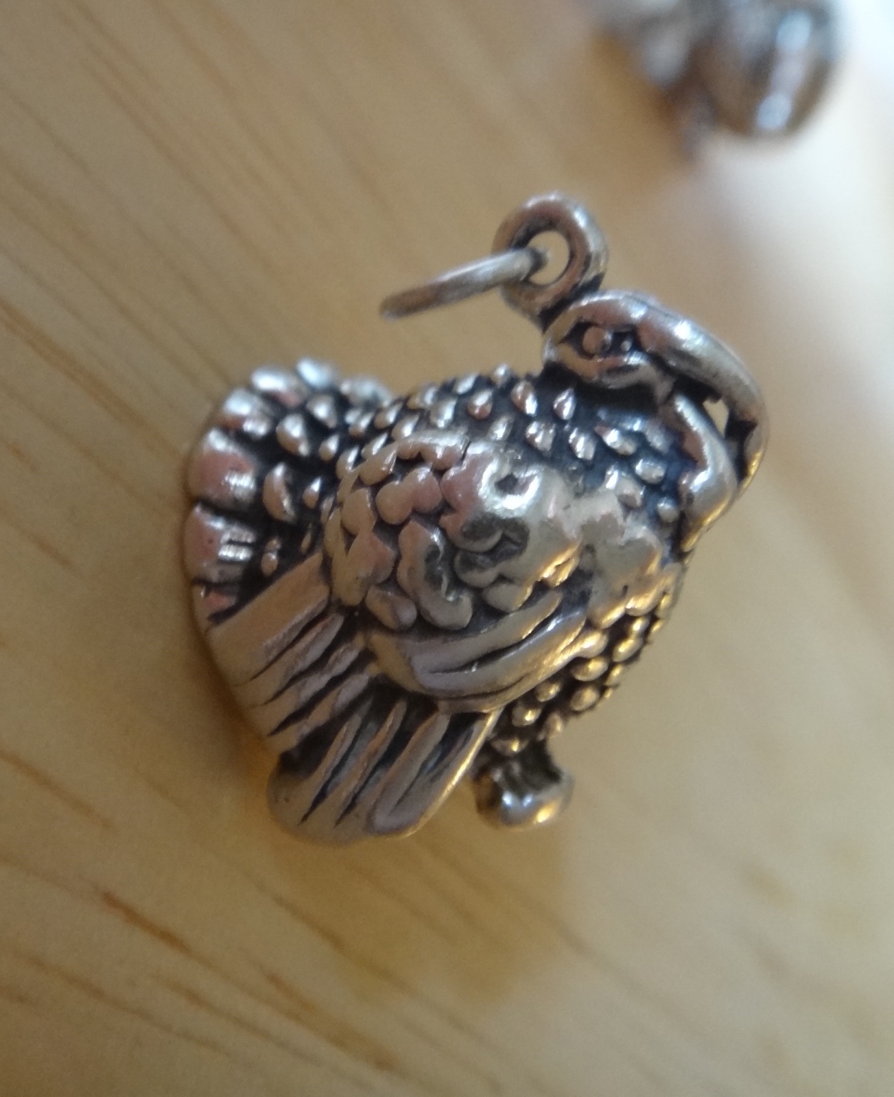 Sterling Silver 3D 6.7gram 17x13x15mm Thanksgiving Fall Turkey Charm!