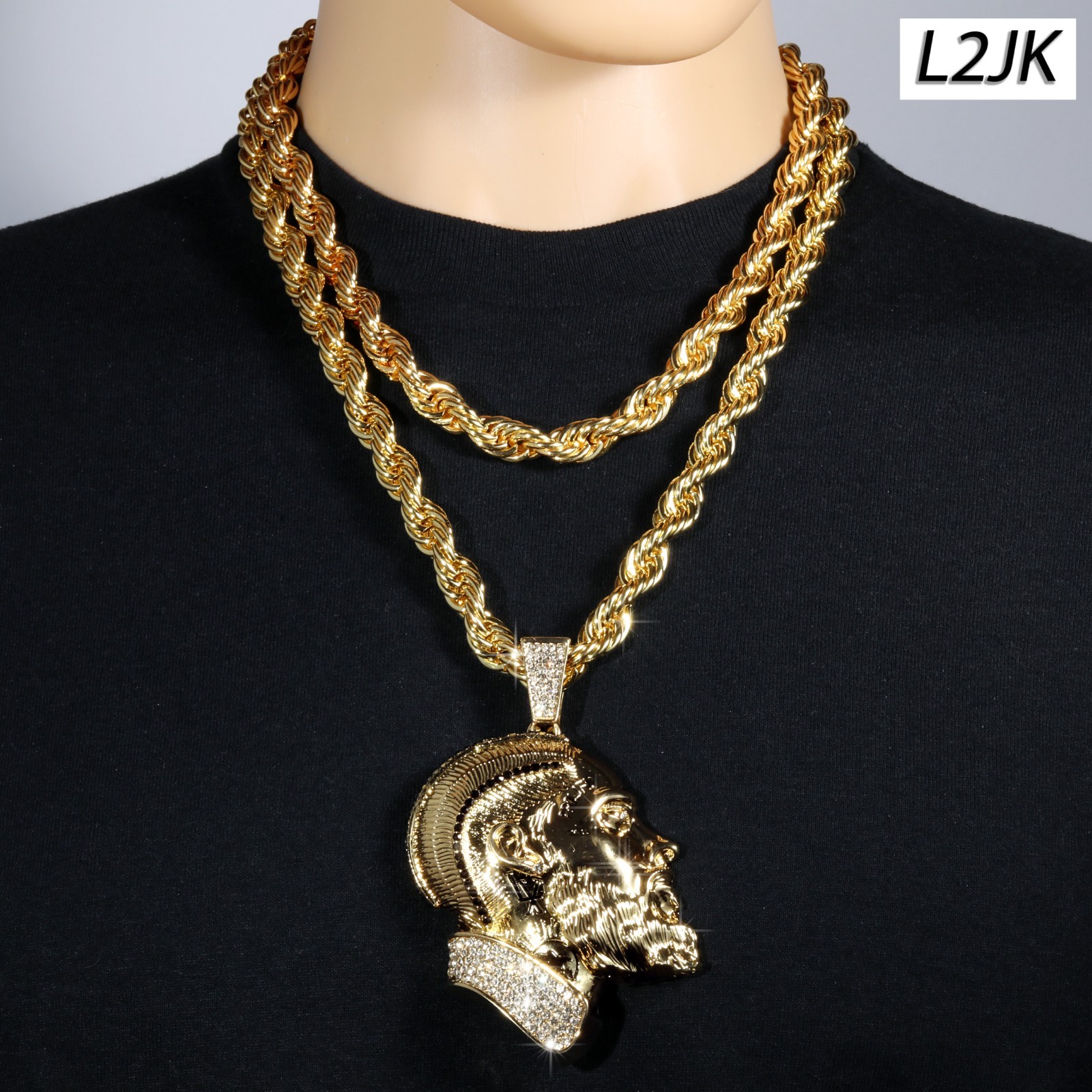 14K Rope Chain 10mm 20″ & 24″In | Large Face Prolific Hussle Gold Plated Hip Hop
