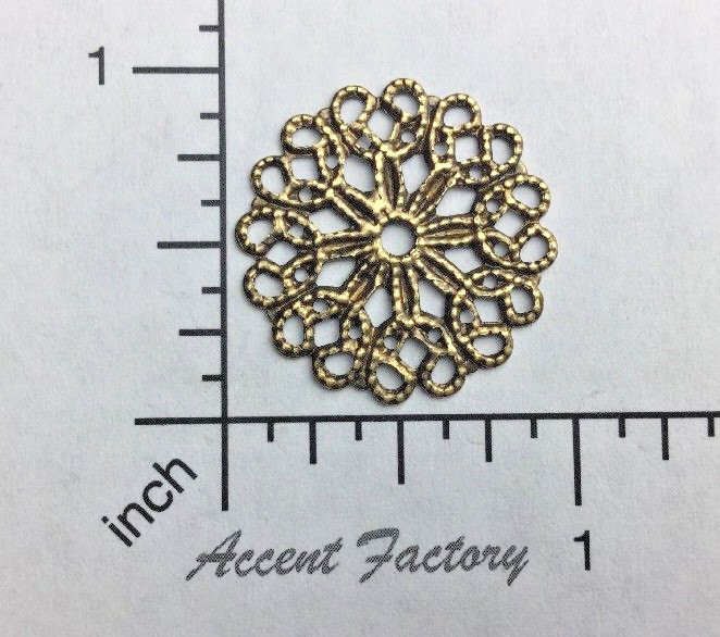 Victorian Round Filigree Antique Brass Ox 24503