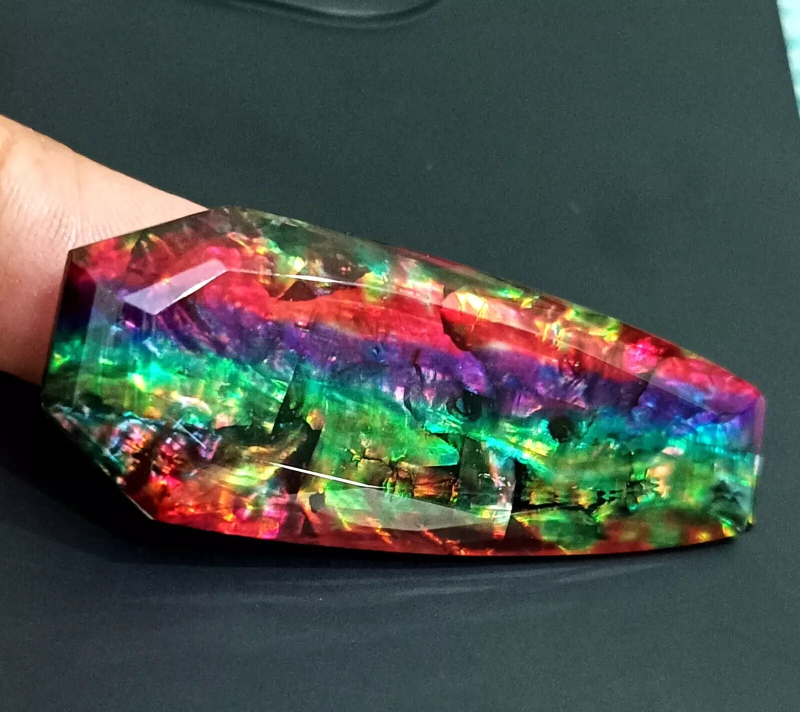 A++ Fancy Cut Organic Ammolite 62.35 Ct Opal-Like Doublet Natural Loose GEMSTONE