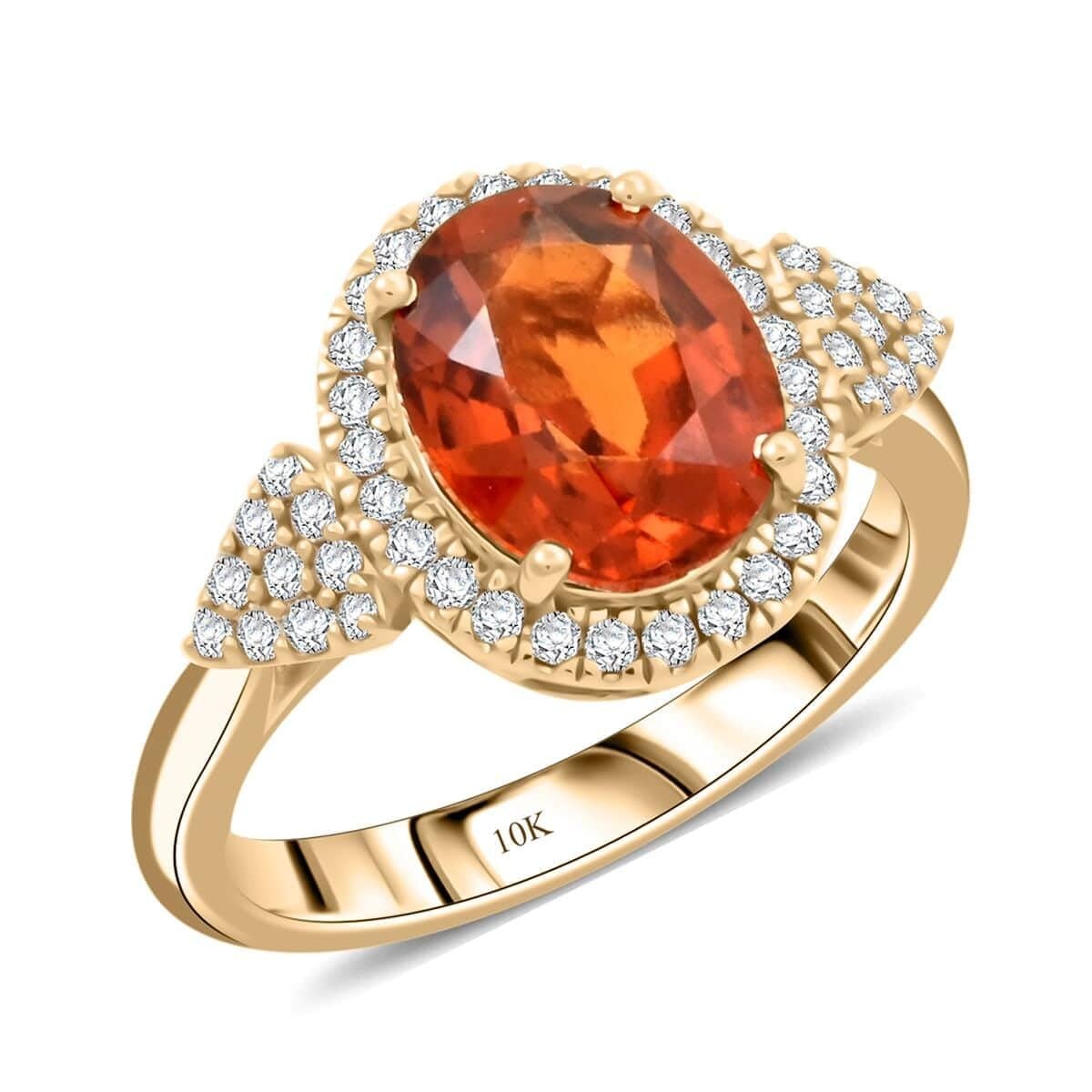 Ceylon Hessonite Garnet G-H I2 Diamond 3.75 Ring 10K Gold Size 7 45 Grams
