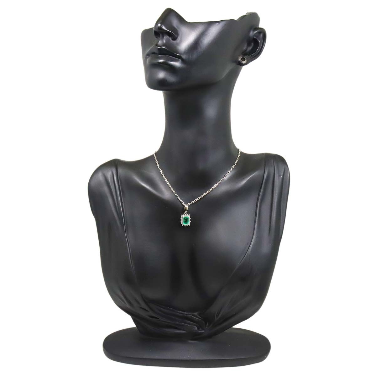 Emerald 0.90ct Diamond 0.11ct Necklace Pt Platinum 90320560