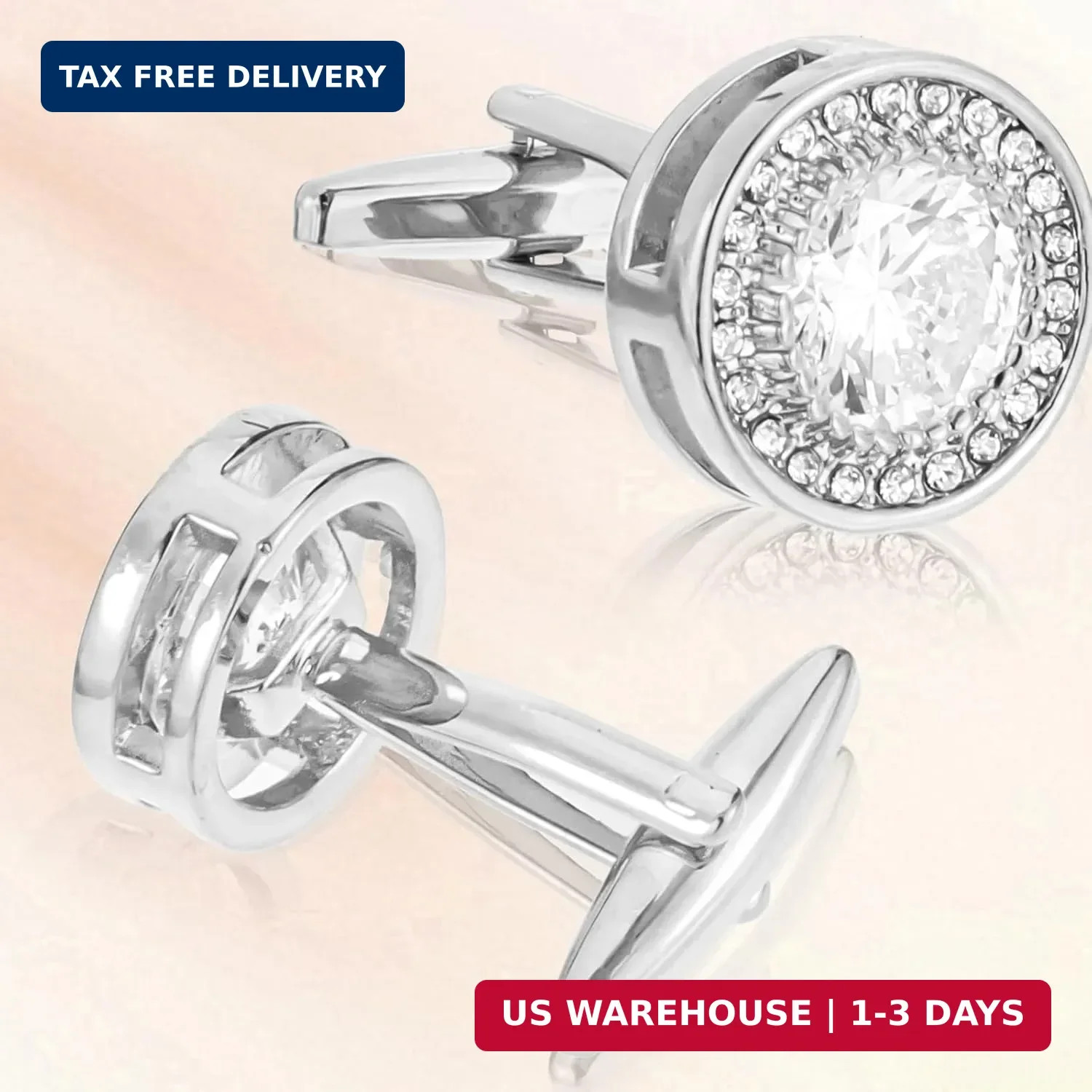Cufflinks for Men Cuff Links Diamond Crystal Cuff Mens Personalized Classic Roun