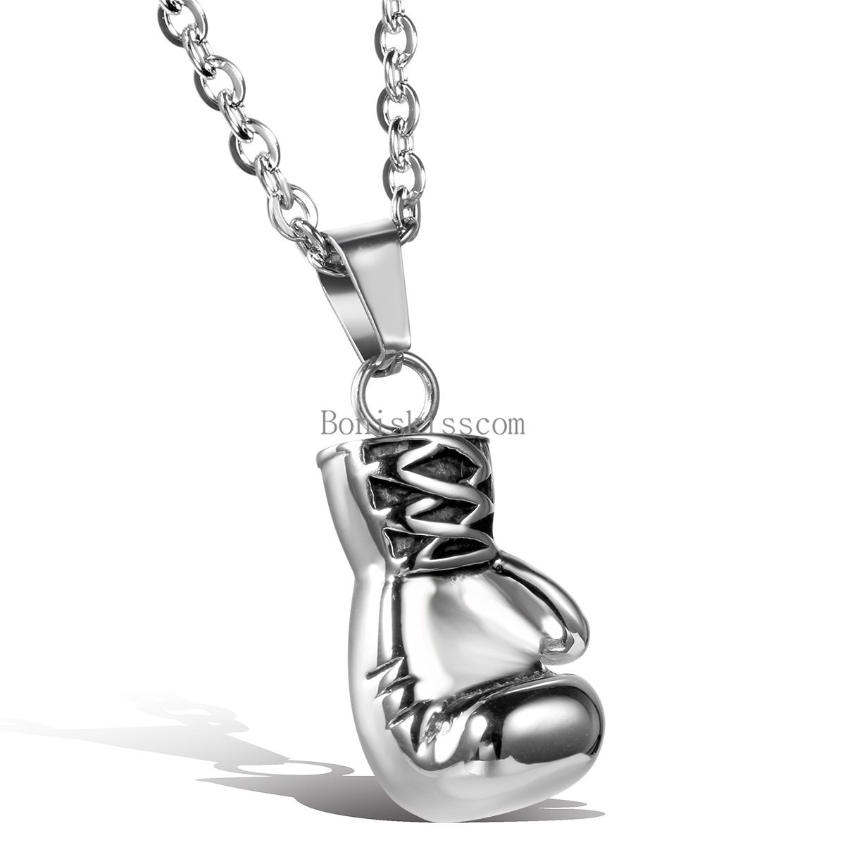 Rocky 3D Boxing Glove Charm Stainless Steel Men’s Pendant Necklace 22inch Chain