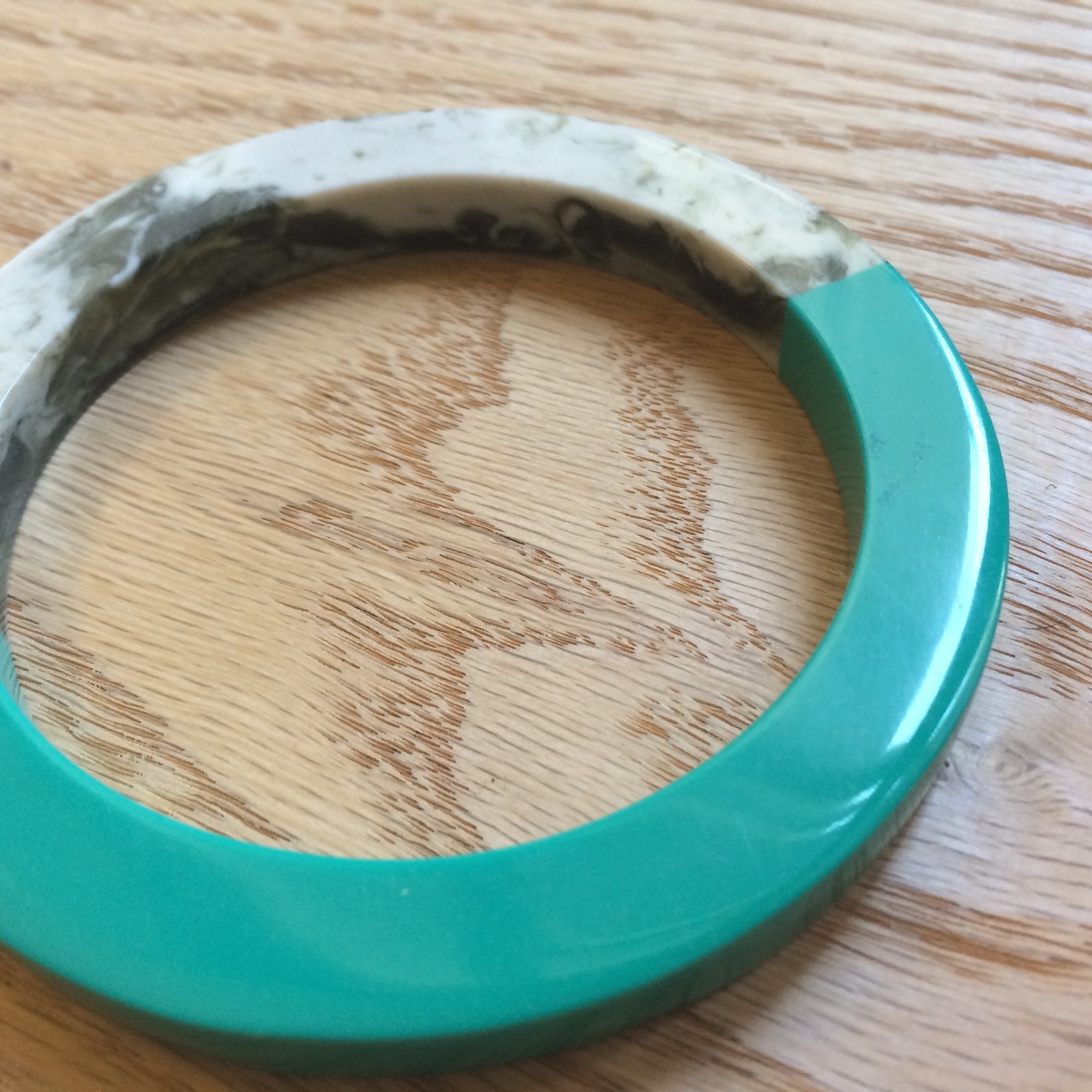 New! Oliver Bonas (UK) Elo Bangle – Teal Green + Marble + Free Same Day Shipping