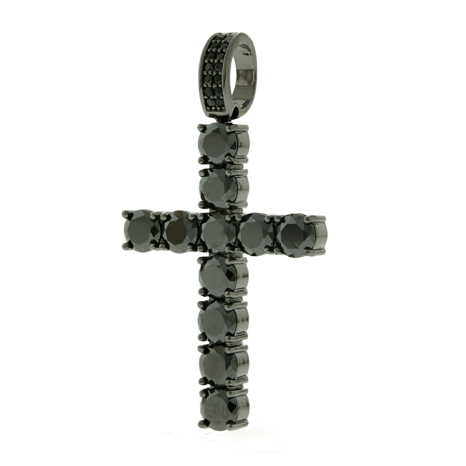 Black Tennis Cross Pendant Bling CZ 6mm Stones Jesus Piece Hip Hop GOOD QUALITY