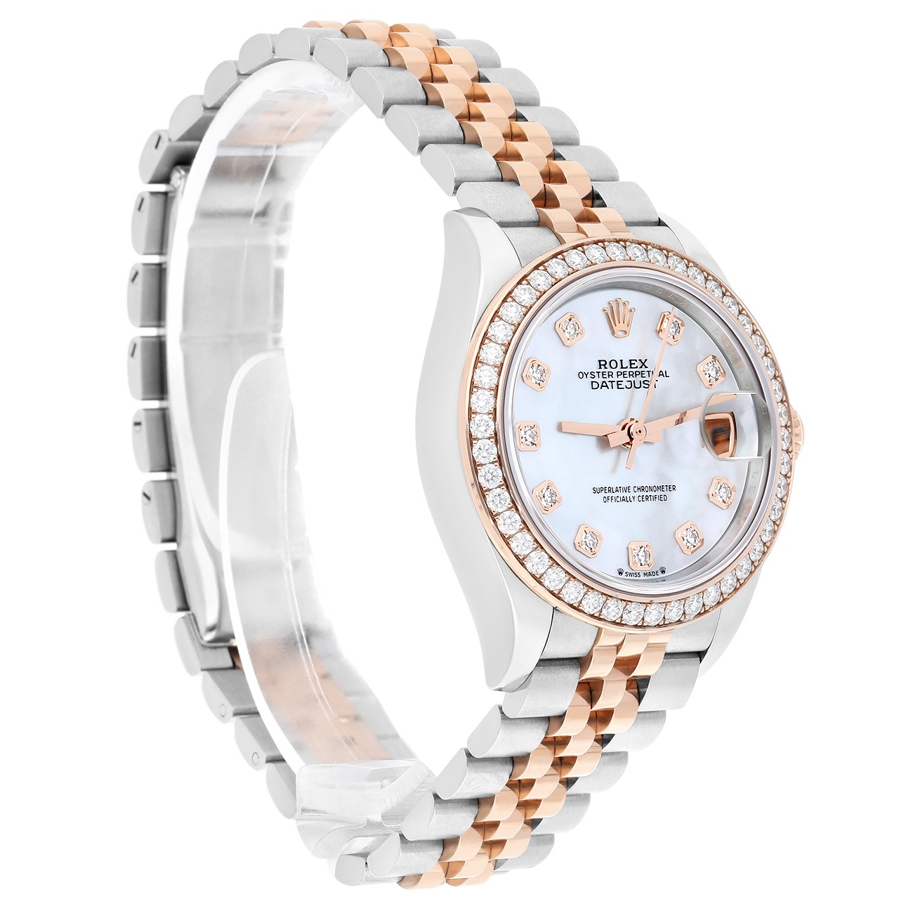 Rolex Lady-Datejust 279381RBR-0013 28 MM Diamond Bezel White Mother of Pearl …
