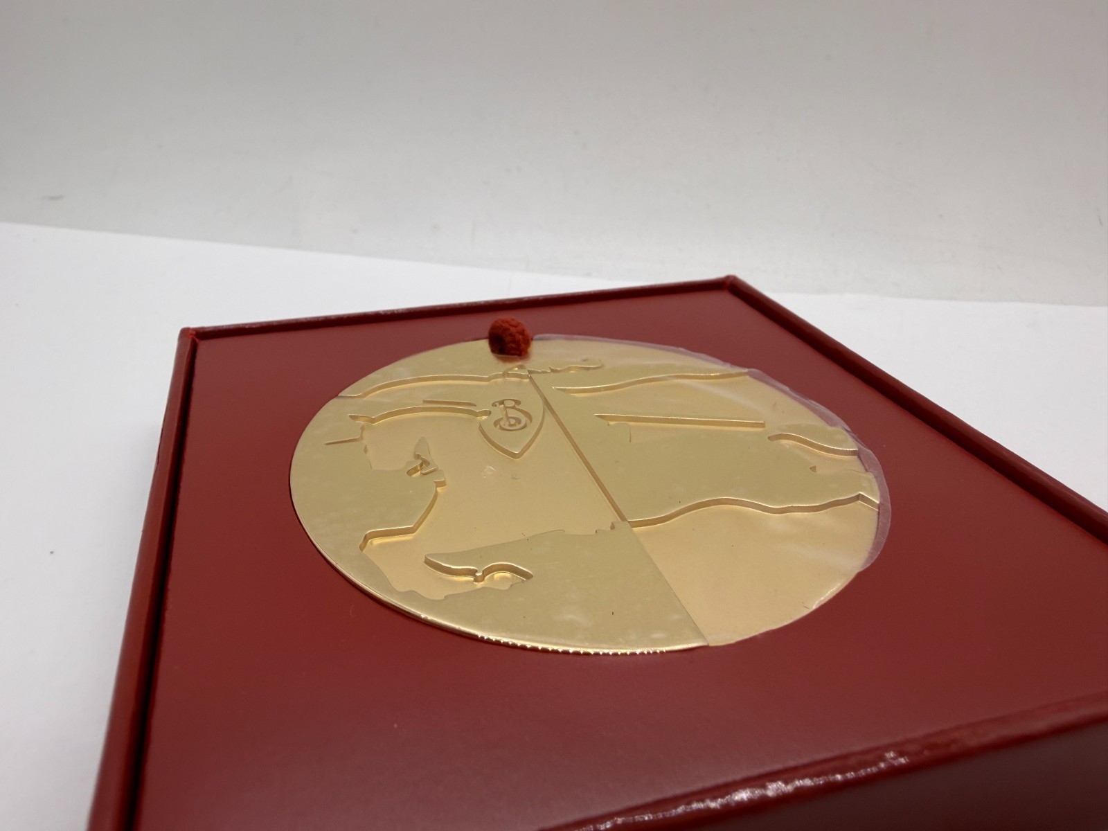 Burberry Metal Gold-Tone Round Brand Engraved Medallion Ornament Bauble