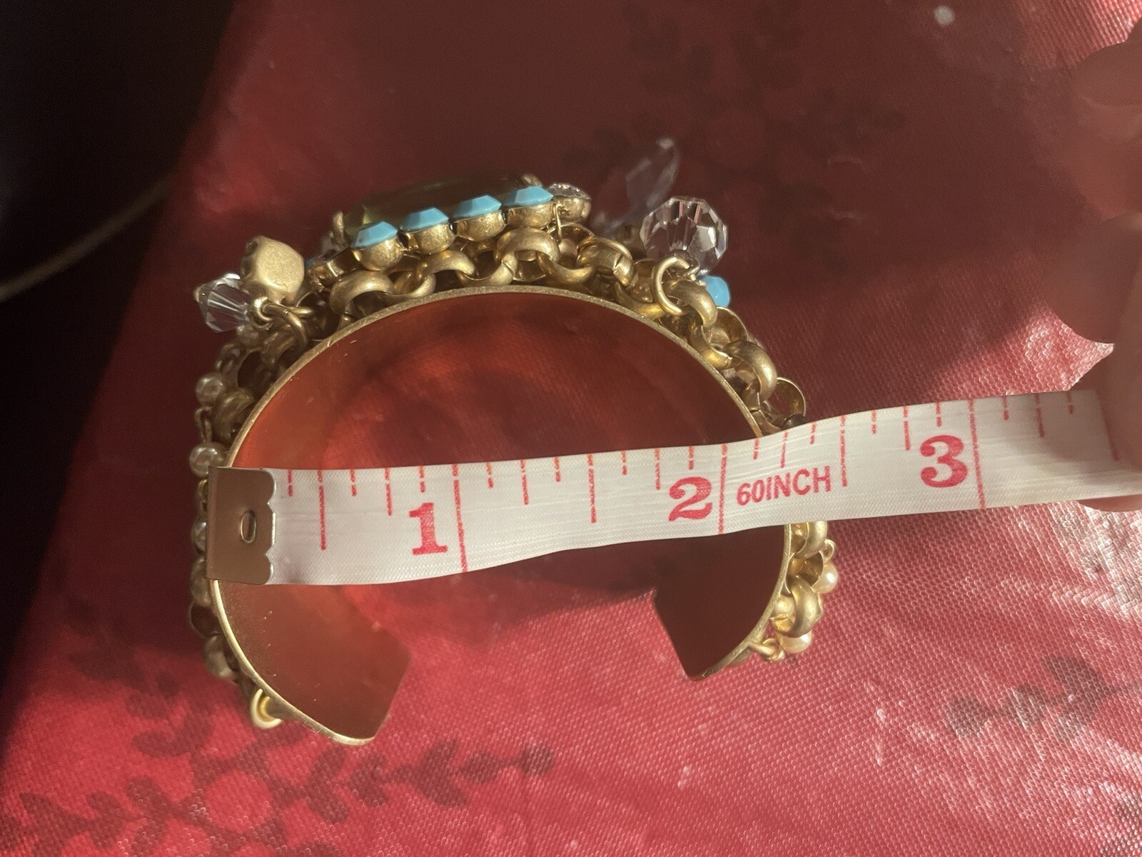 Bohemian CAROLEE GOLD TONE/GOLD CHAIN W/ BEADED CHARM CUFF BRACELET- JL97