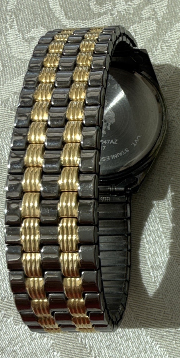 U.S. Polo Assn. Men’s Black/Gold Dial Quartz Day/Date SS Bracelet 30m