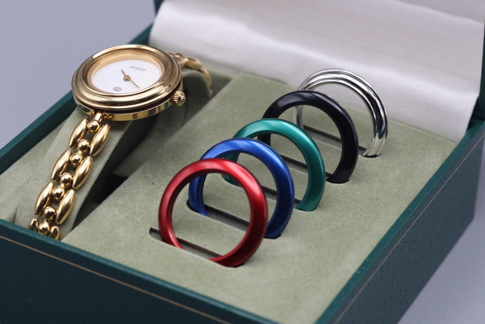 [Near MINT w/ Full Set] Vintage Gucci 11/12.2L White Dial 6 Bezels Watch 26mm