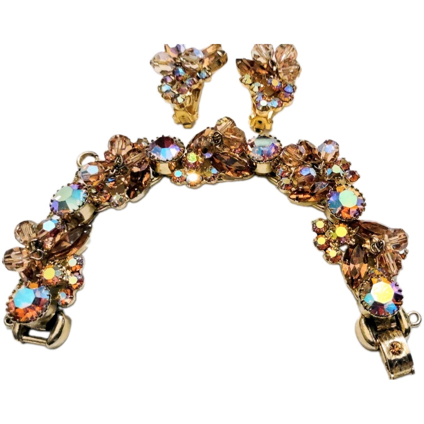Juliana D&E Cha Cha Bracelet Matching Earrings Topaz AB Rhinestones