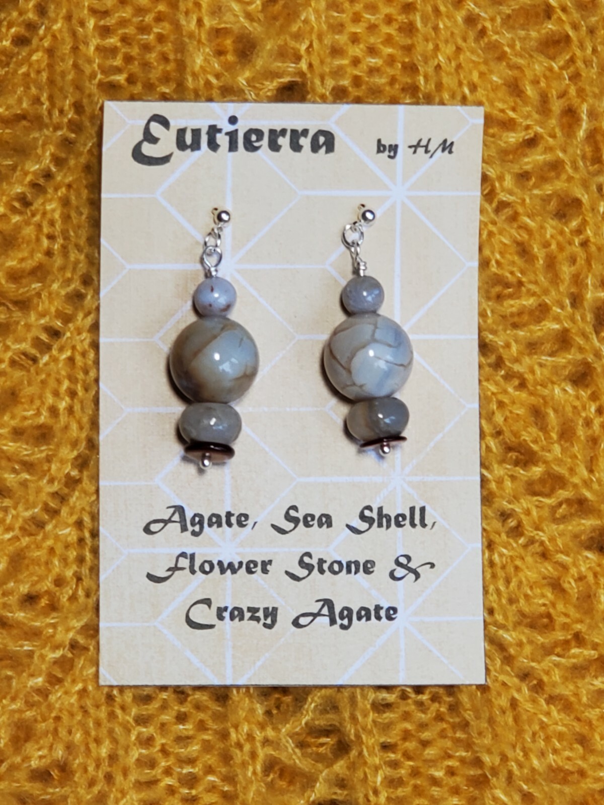 Eutierra Semi-Precious Agate, Flower Stone, Sea Shell Hand Crafted In USA 1 1/2″