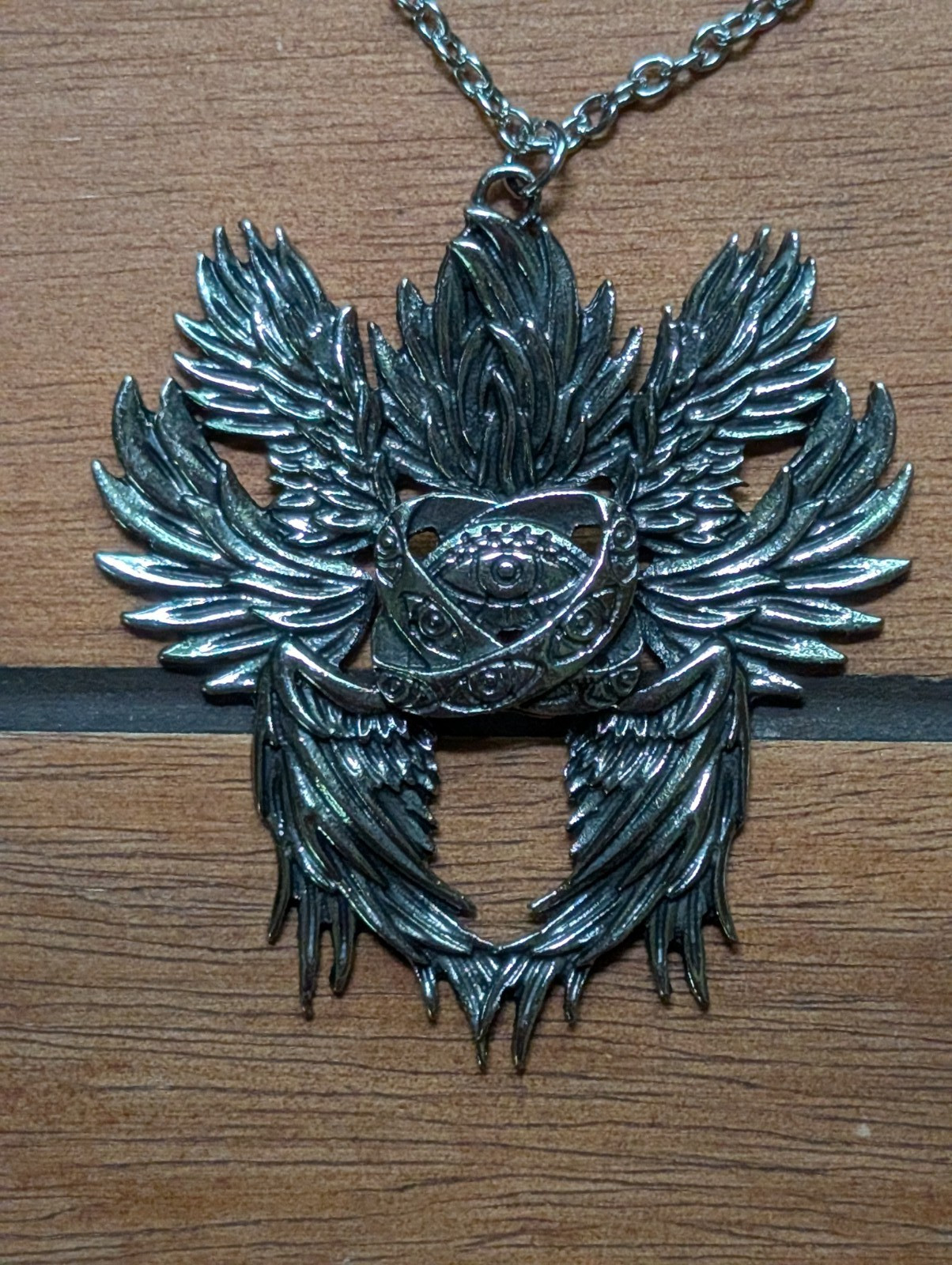 Trad’l Biblical Gothic Seraphim Angel Pendant and Adjustable Necklace 2″ 20″