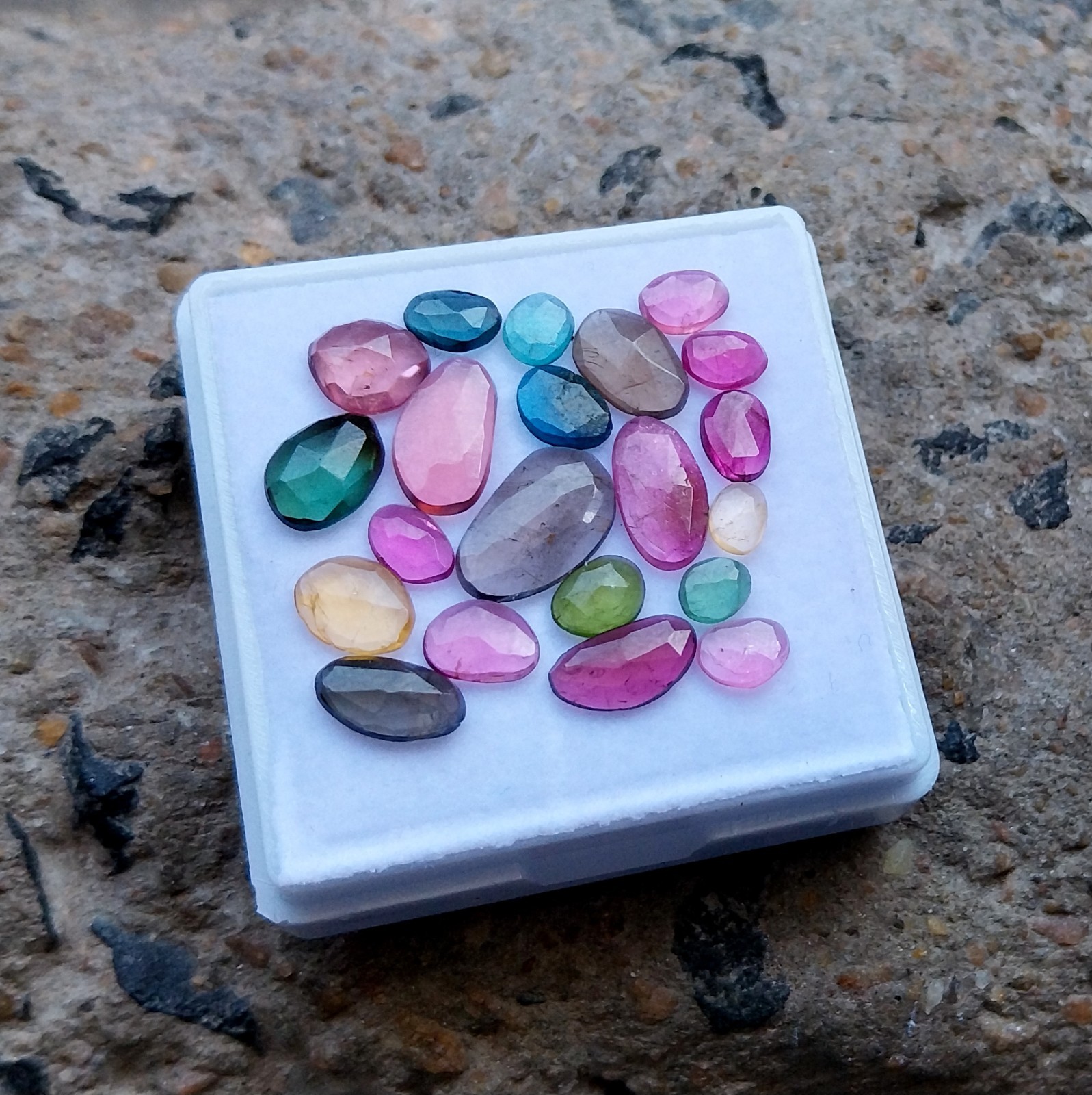 12 Ct 3.5×4.5 to 7×11.5 MM Natural Multi Color Tourmaline Rose Cut 21 Piece Lot