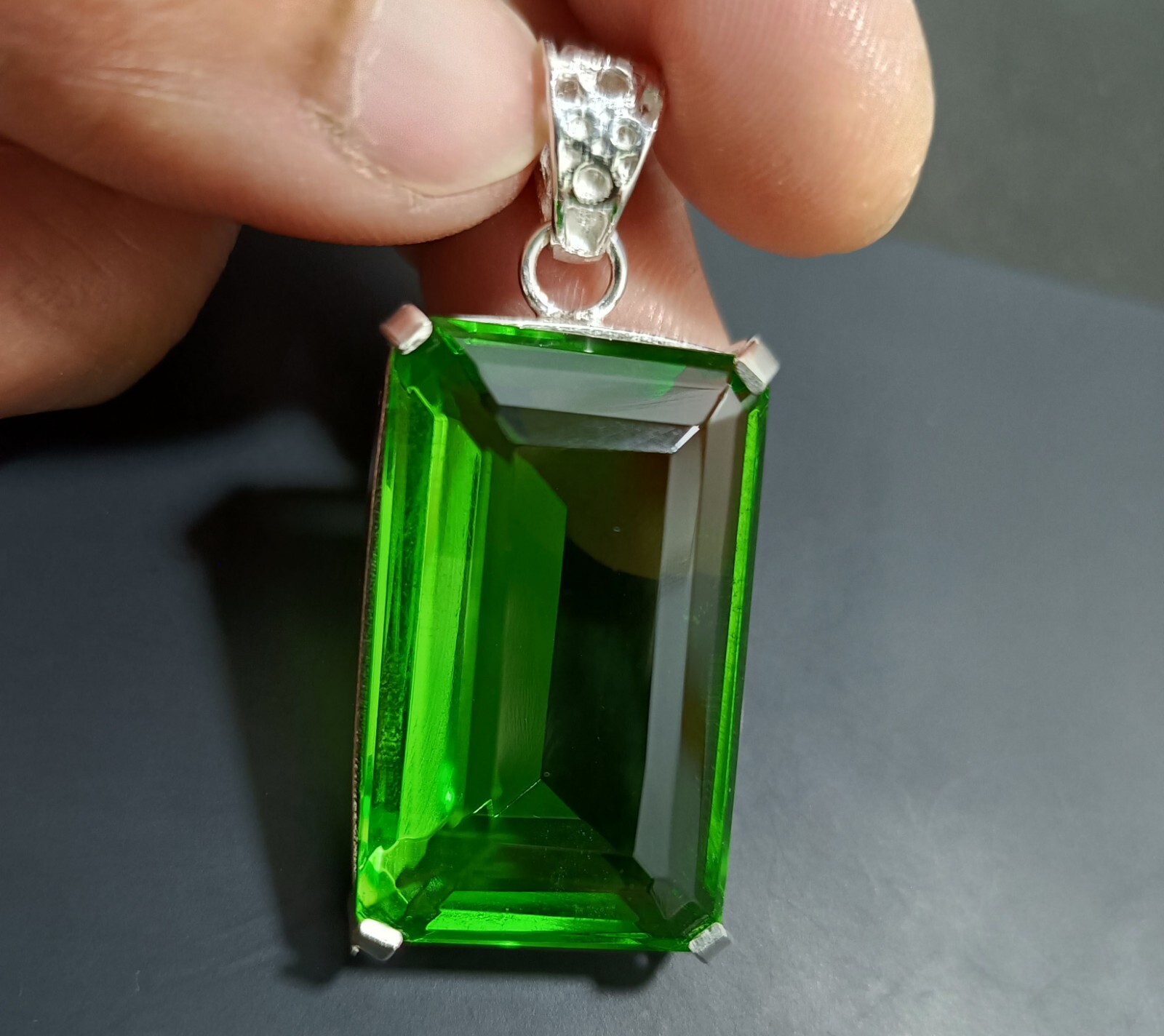 Certified Natural 70.45 Ct Brazilian Emerald Green Topaz Pendant Loose Gemstone