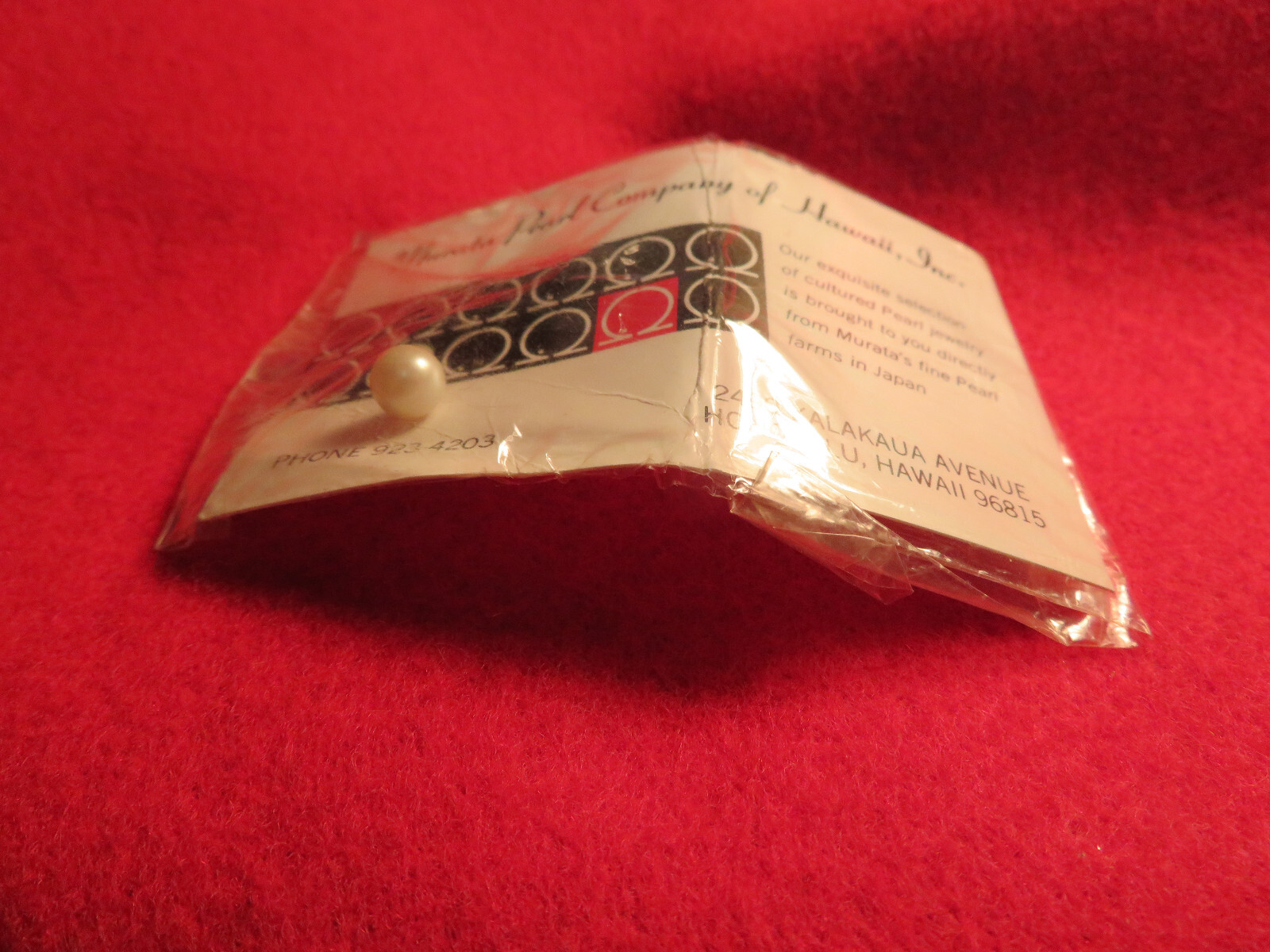 MURATA PEARL COMPANY Single Genuine Cultured Pearl Souvenir from Hawaii