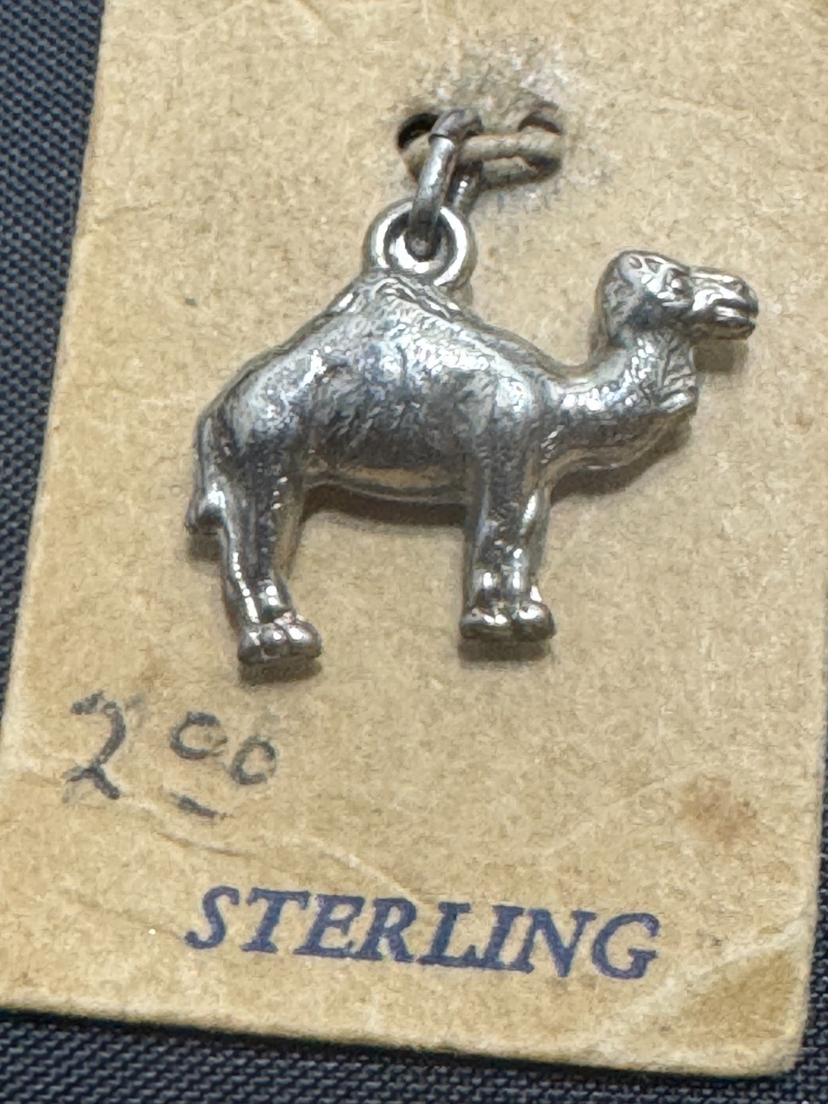 A-039 Vintage Sterling Silver Etched Desert Camel Animal Bracelet Charm Pendant