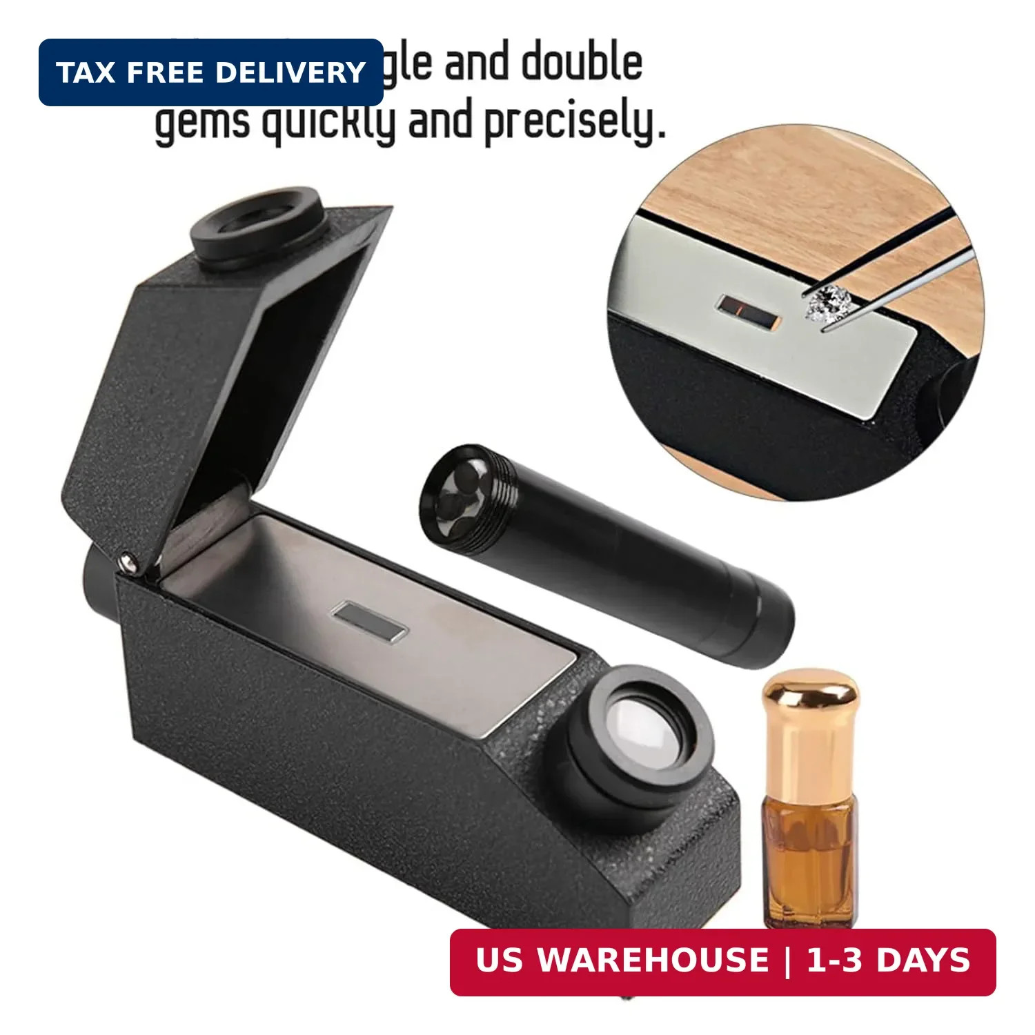 RHG181 Diamond Tester, 1.30-1.81 Jewelry Refractometer, Portable Gem Tester for