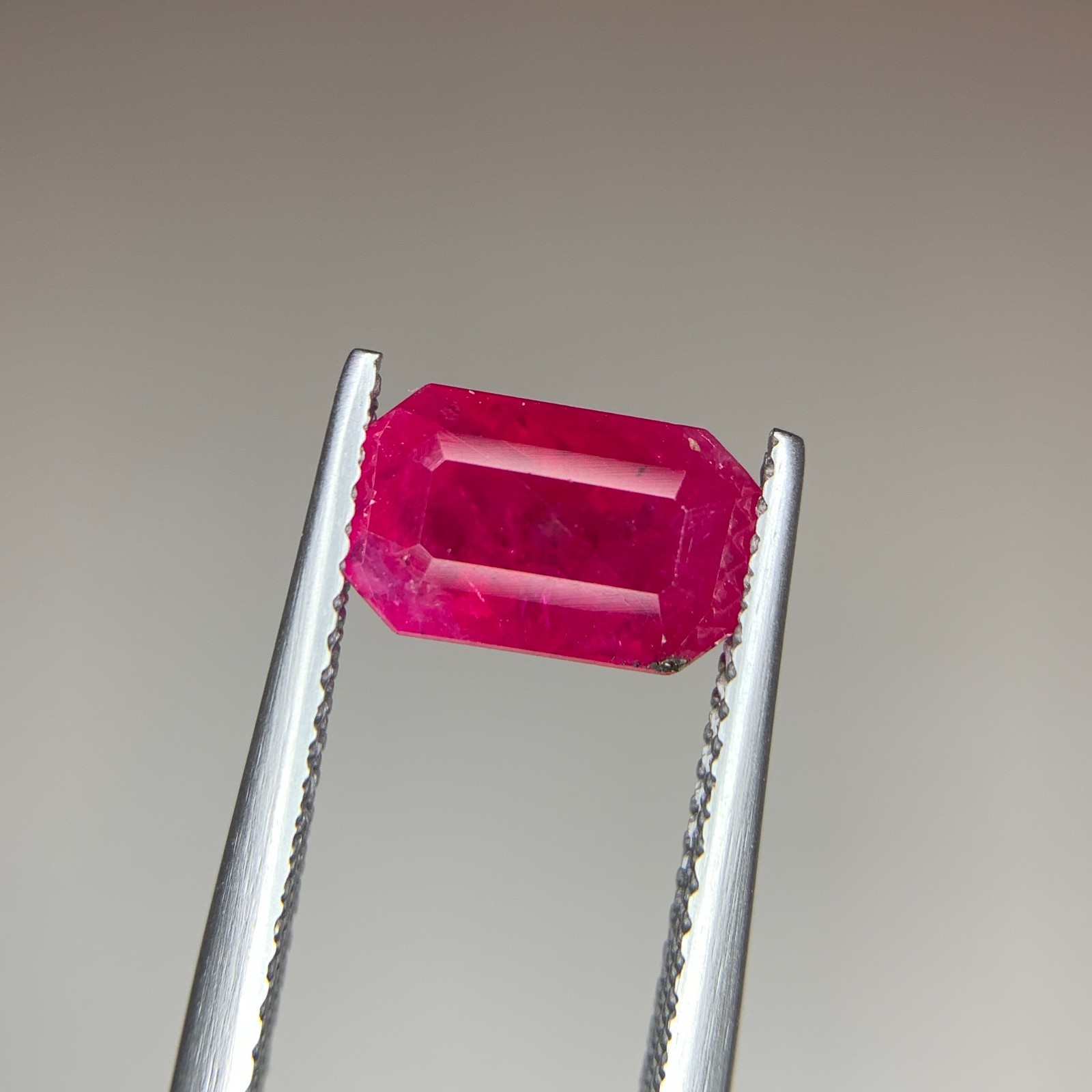 Natural Red Ruby Gemstone 2.56 Carat from Afghanistan Faceted Emerald Cut Loose