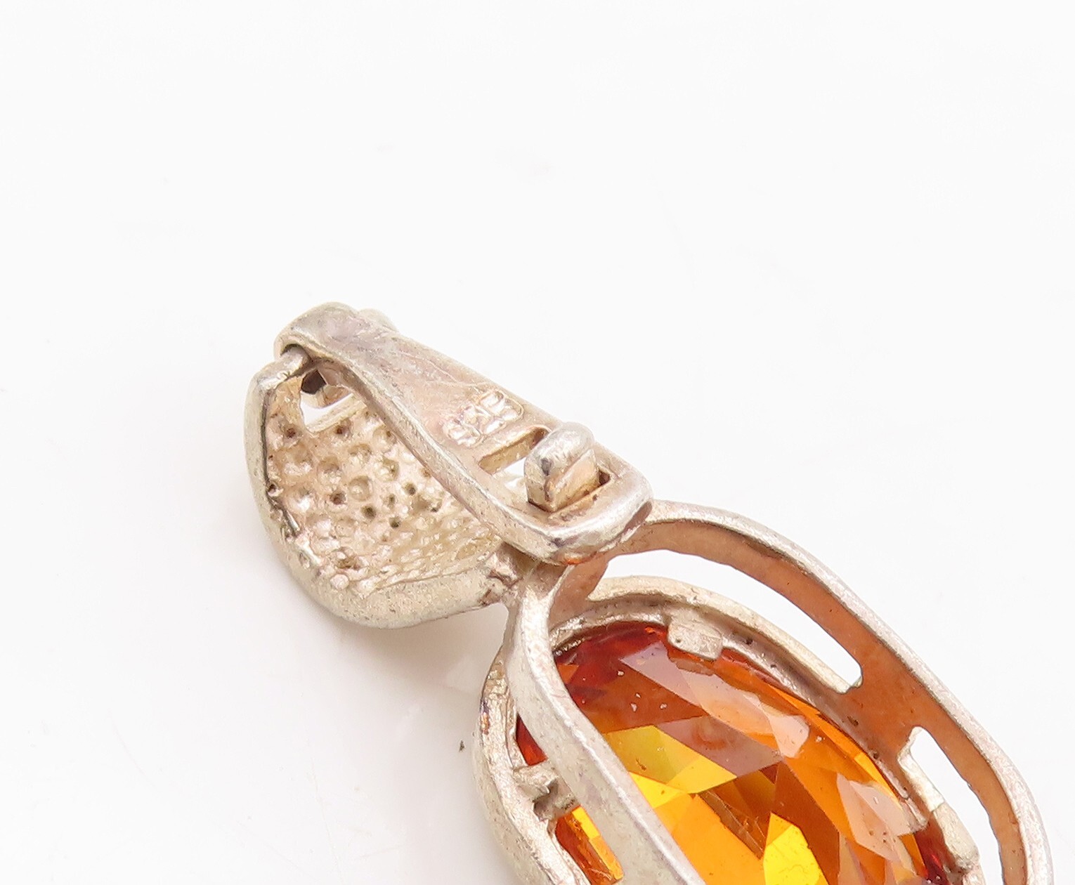 925 Sterling Silver Vintage Pendant Minimalist Oval Cut Citrine PT23438