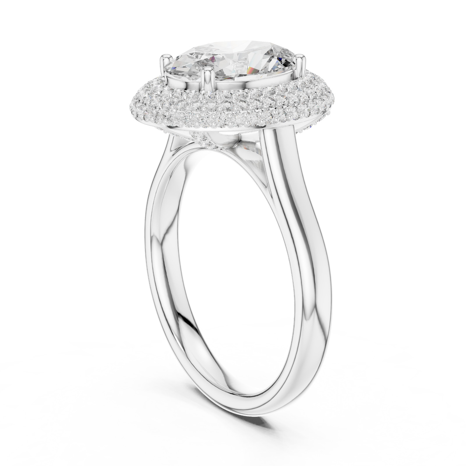 Hidden Halo 2.50 CT Oval Lab Grown Diamond Double Halo Engagement Ring