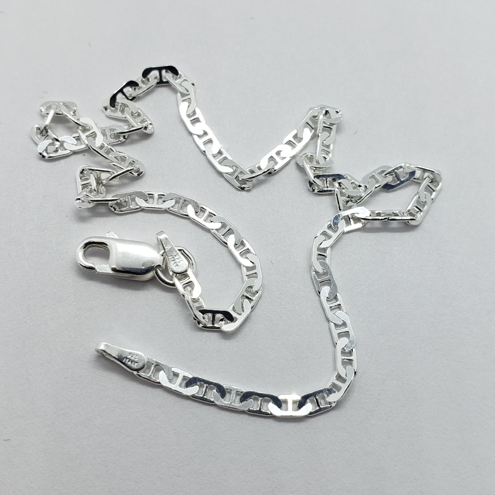 925 Sterling Silver Anklet Anchor Chain Flat Mariner Link Bracelet 2.1mm 9″-10″