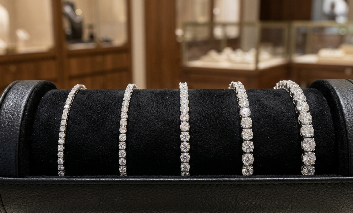 9 Ct Round Lab-Created Diamond 14K White Gold Plated Tennis Bracelet 2mm To 5mm
