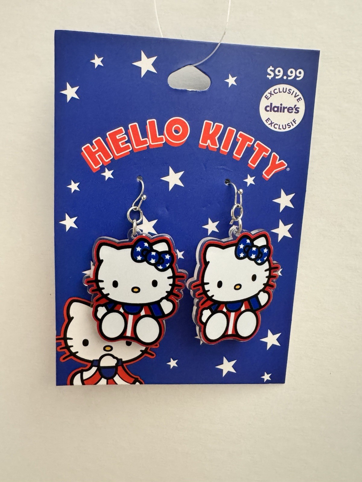 Hello Kitty Claire’s Exclusive Patriotic Earrings With Stars Design NEW ON BOARD