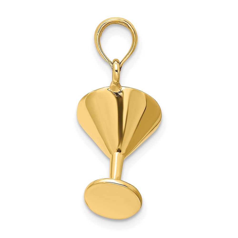 14K Yellow Gold 3-D Martini Glass Charm Pendant L-15.4mm W-10.2mm