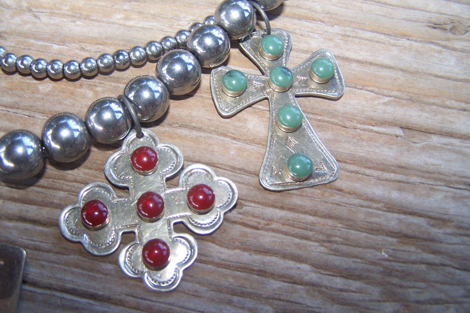 SISSIE AND ME Western Beaded Silver Turquoise Cross Charm Treasure Necklace