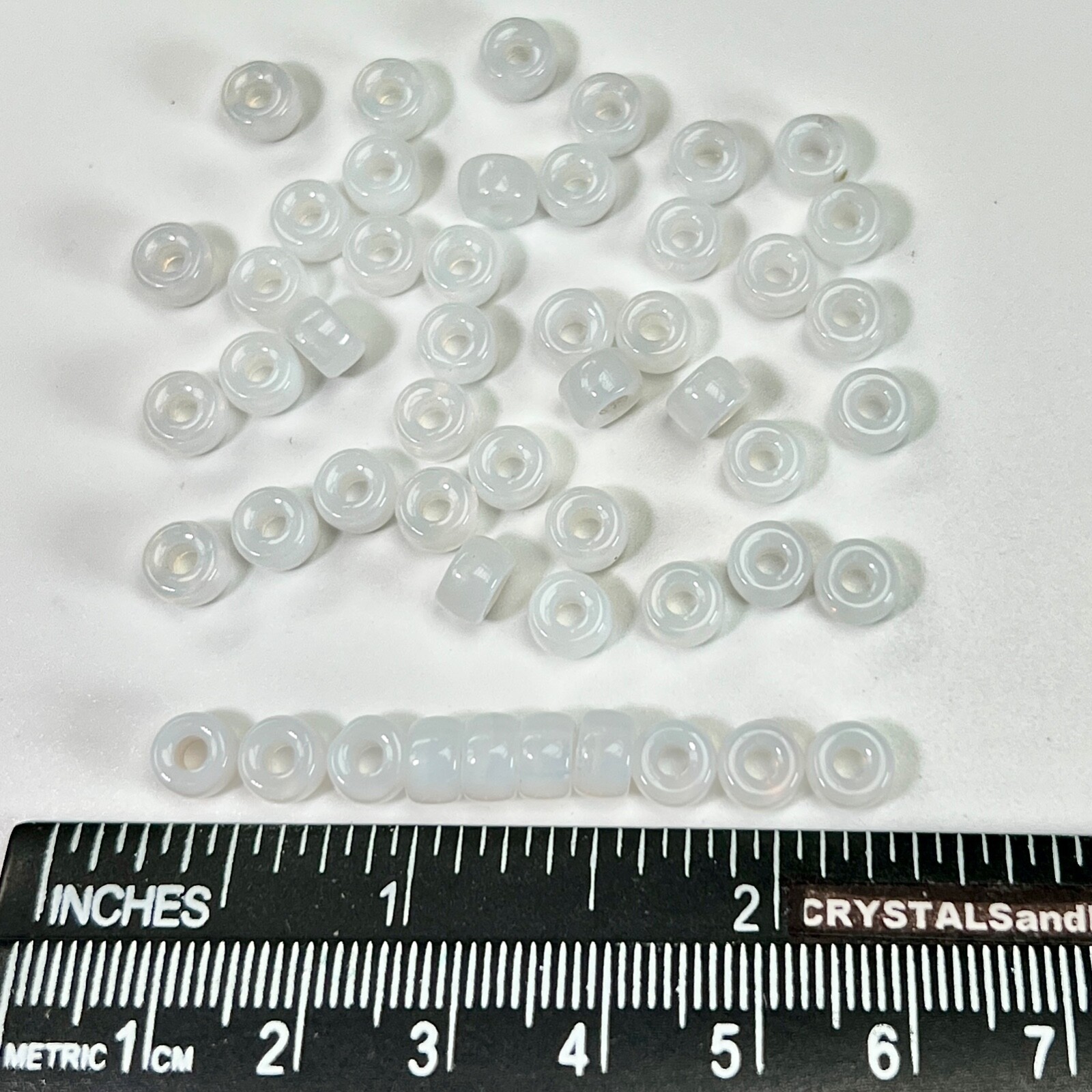 Czech Glass Druk Large Hole Roller Beads 6mm White Opal milky 60pc J548-J084