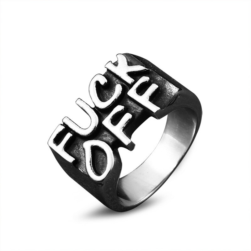 Men Women F**K OFF Attitude Finger Ring Stainless Steel Biker Punk Gothic Ring