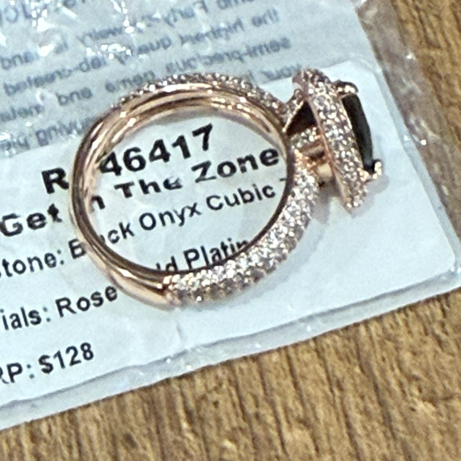Bomb Party Ring Get In The Zone Rose Gold Plating Black Onyx RG46417 Size 8 NEW