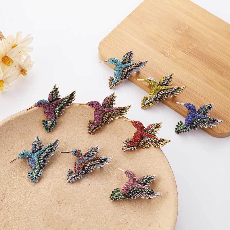 Shiny Rhinestone Bird Brooch Pin Women Men Hummingbird Animal Elegant Brooches