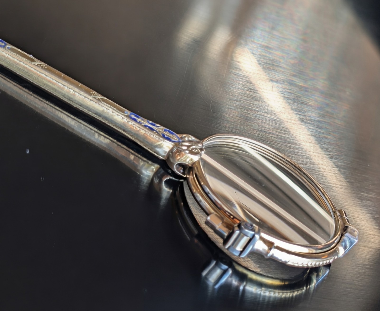French metal and enamel lorgnette c1880