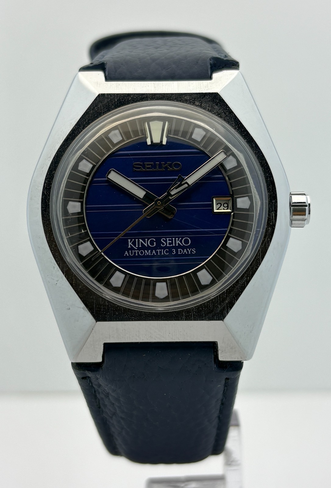 Refurbished Men’s Seiko King Seiko Automatic Blue Dial Blue Strap Date Watch