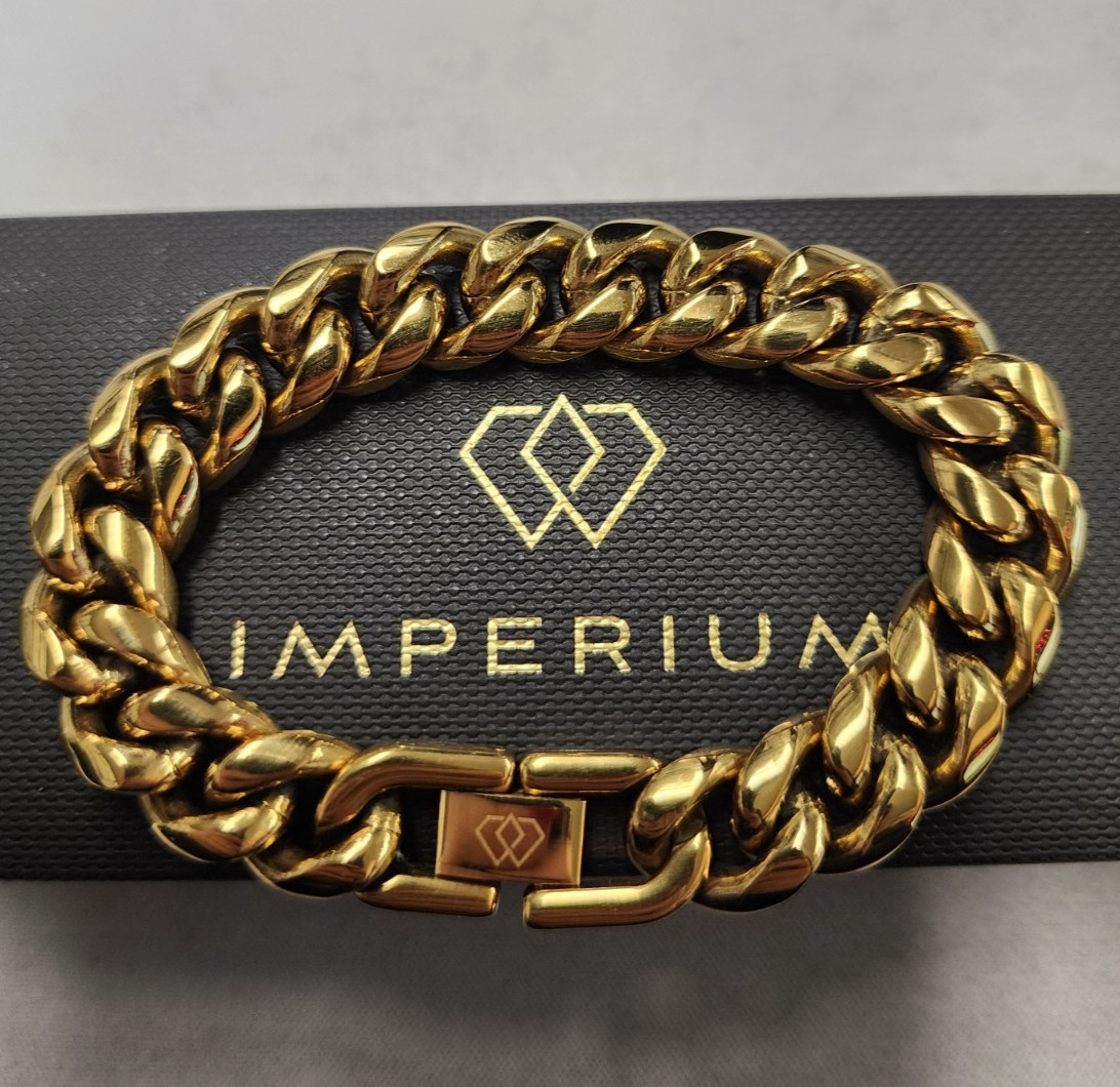 Imperium 18K Gold Plated 12mm Cuban Link Bracelet 7″