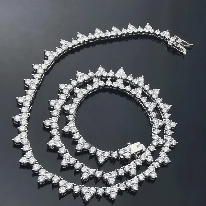 18ct Lab Created Round Cut Diamond Women’s Tennis Necklace 14K White Gold Plated
