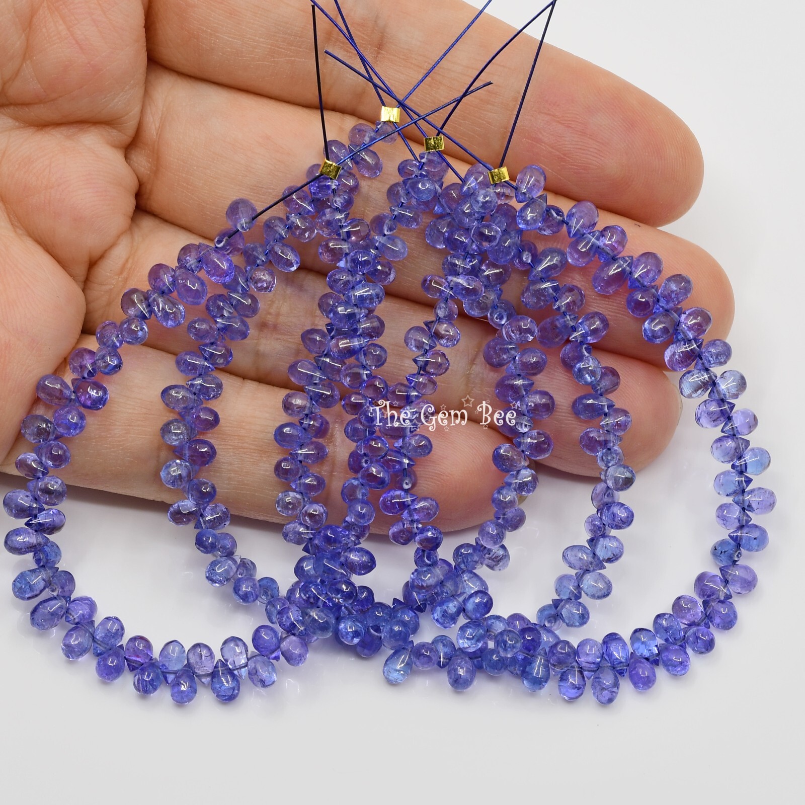 Gem Grade Tanzanite Smooth Full Teardrop Briolette Bead 5 Inch Strand