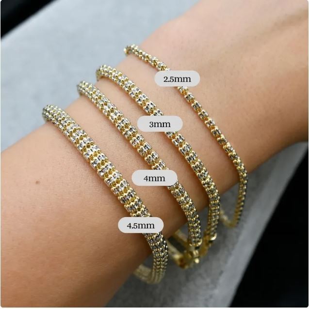 10k Two Tone Gold 20″ 2.7MM Sparkle Ice Link Chain Necklace Iced Rope 9 Grams