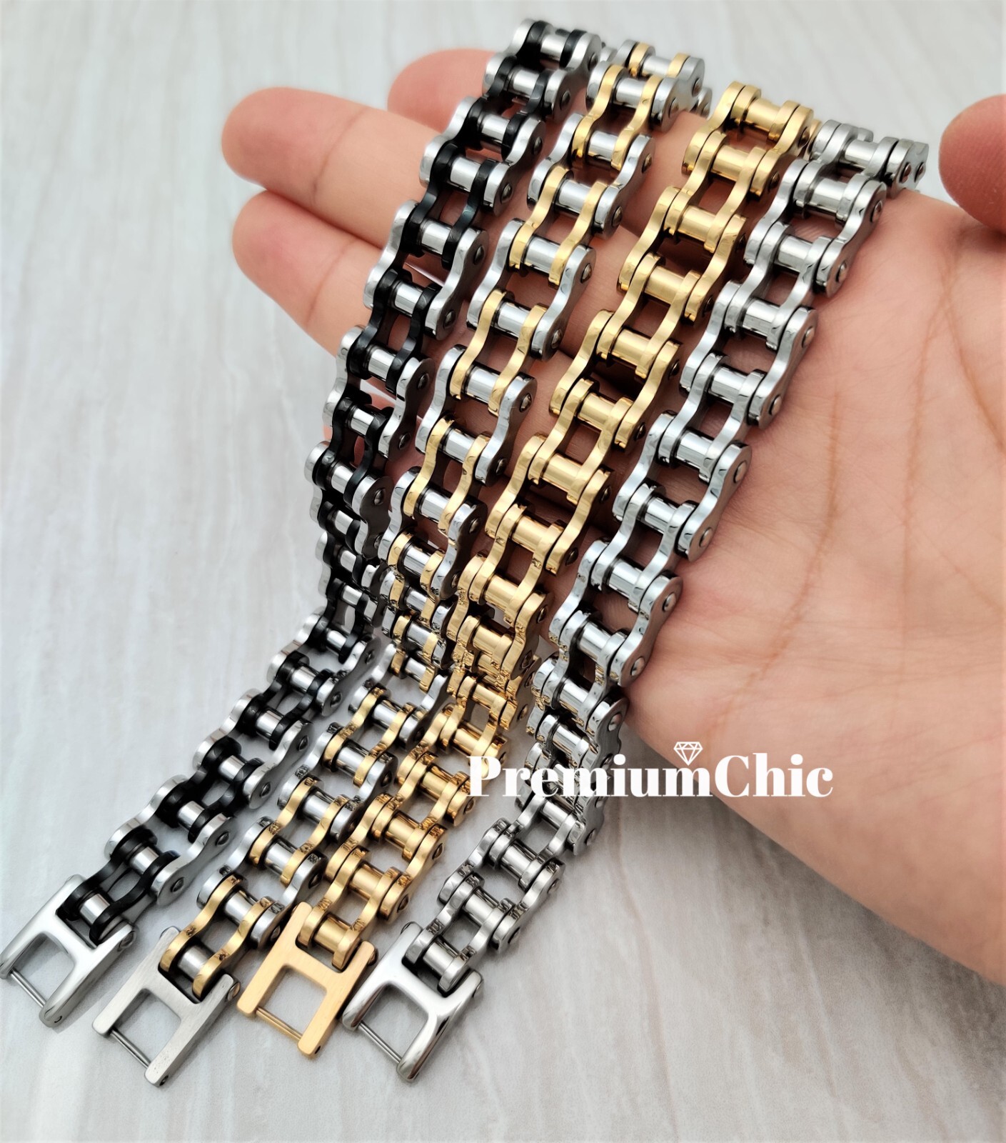 SOLID Stainless Steel Motorcycle Bike Chain Design Bracelet Men’s Jewelry 14MM