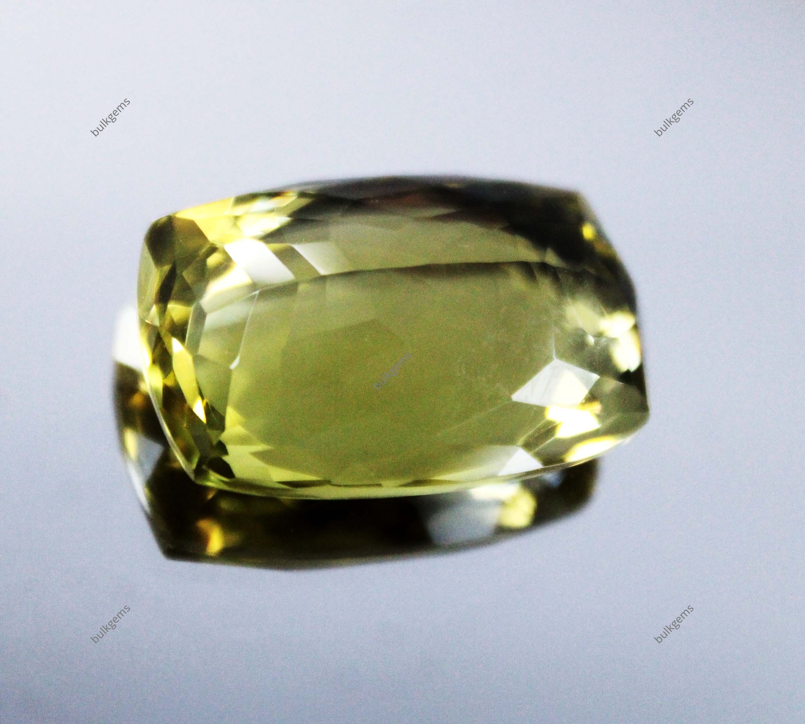 22.65 Ct NATURAL Certified Gold Lemon Quartz Cushion Checker Cut Loose Gemstone