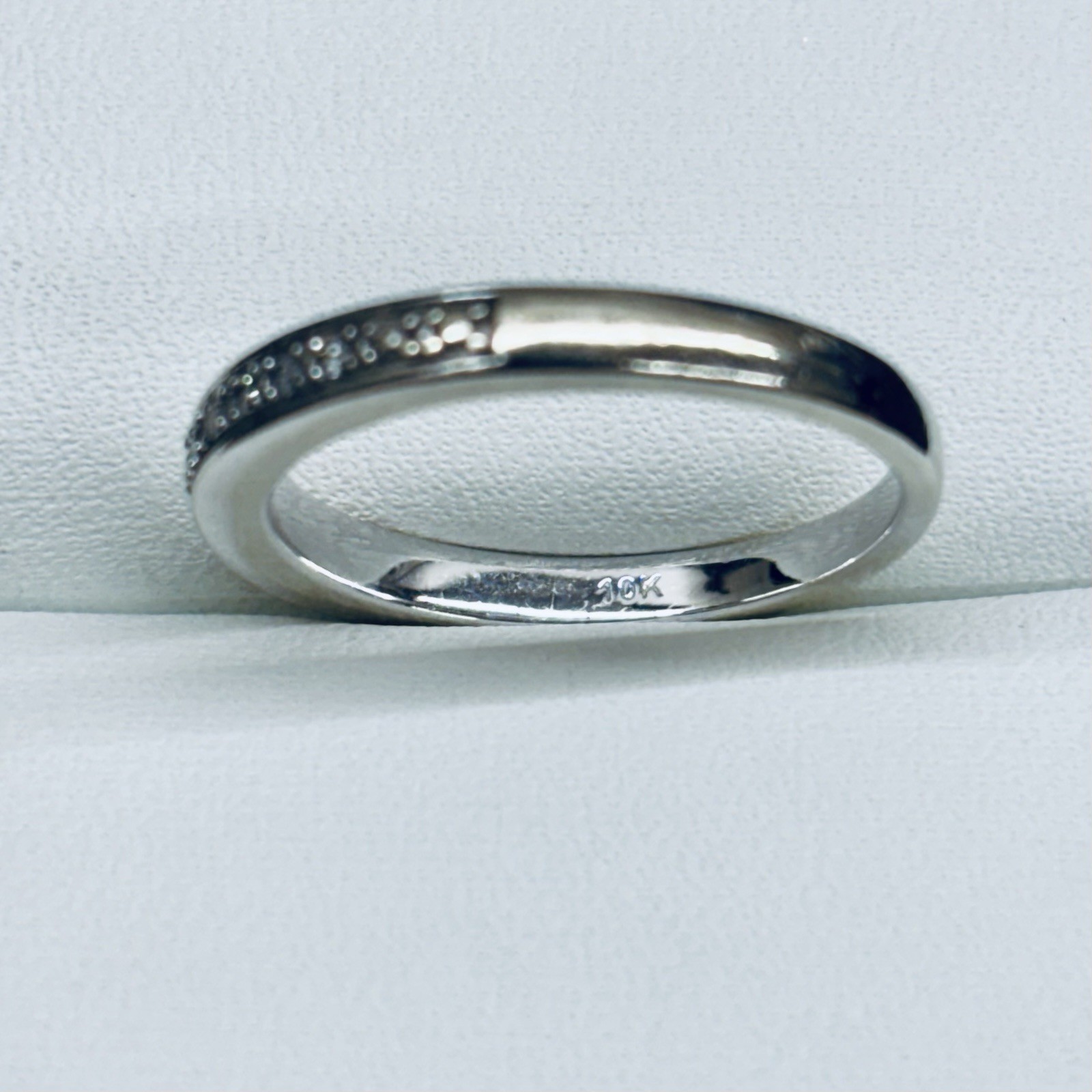 0.05 Ct 10k White Gold Natural Diamond Pave Engagement Wedding Ring Band Size 7