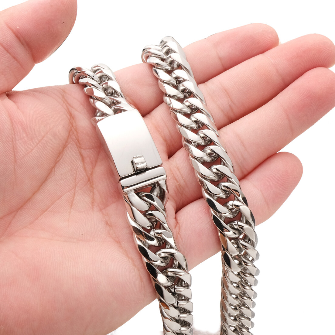 13mm/16mm Silver Gold Black Stainless Steel Cuban Link Chain Necklace 16in-40in
