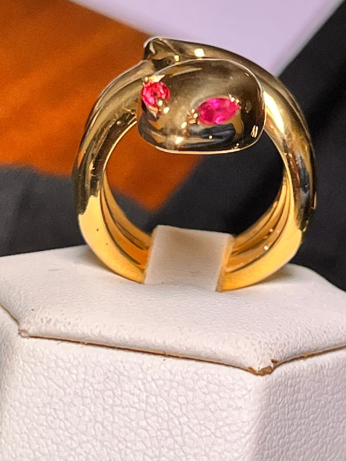 18KT GOLD PLATED 925 SILVER SNAKE RING WOOD VALENZA WOODS