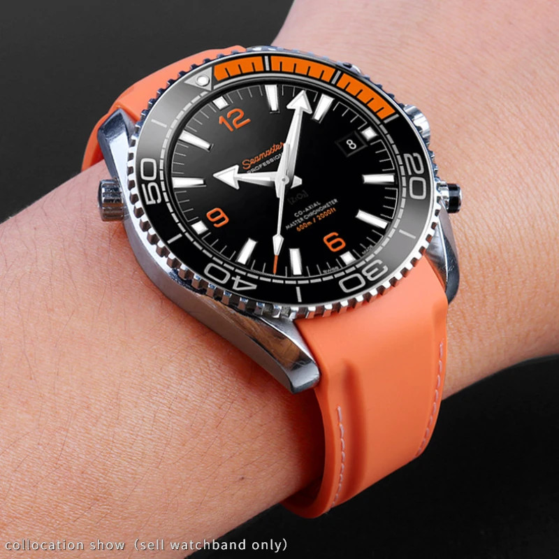 20mm 22mm Silicone Watch Band For Omega 300 SEAMASTER 600 PLANET OCEAN Seiko SKX