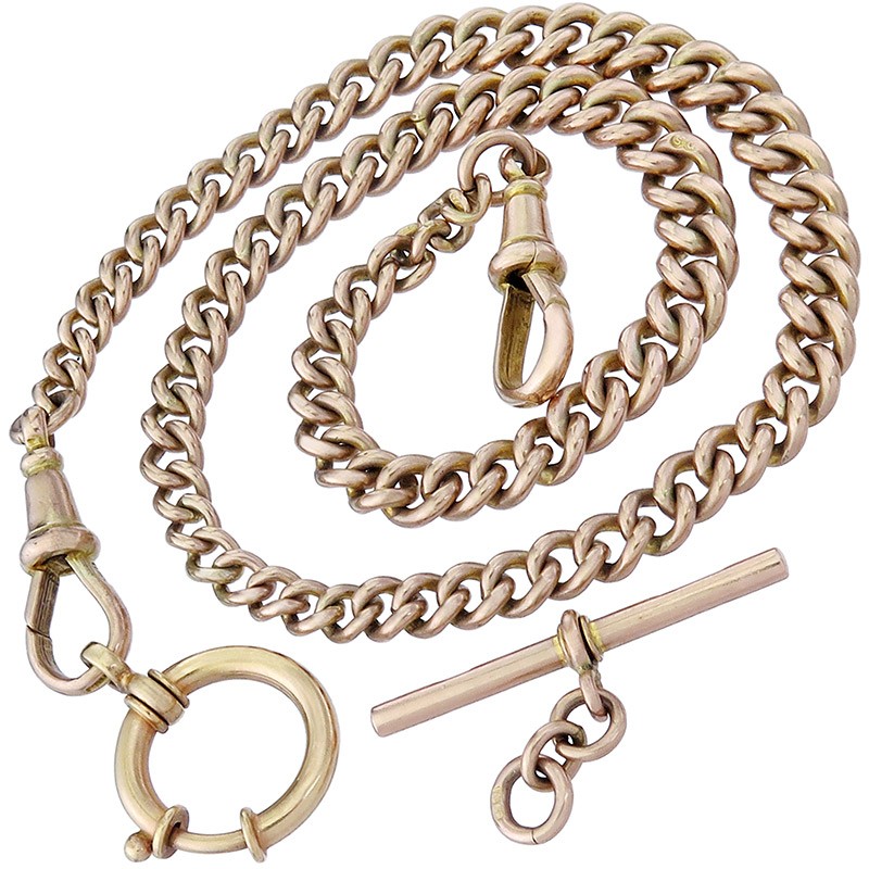 Watch Chain Wave Gradient Bridge Spring Ring 375 Rose Gold England Antique