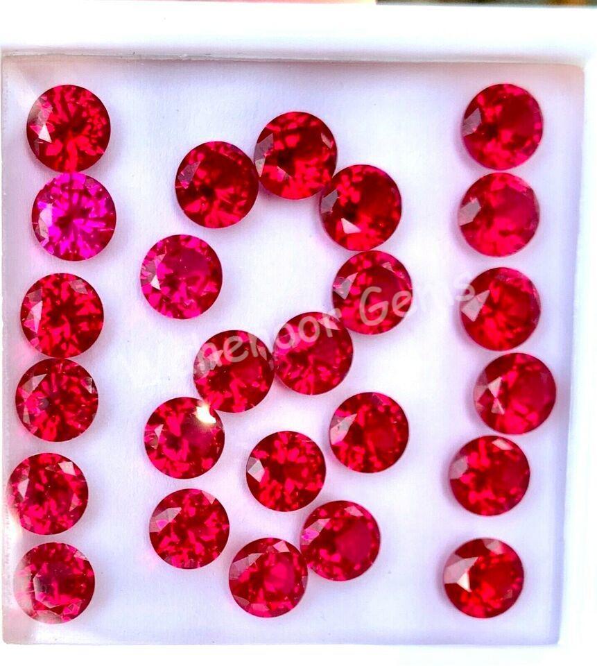 Natural Mogok Red Ruby 6.00 to 12.00 mm Round Certified Treated Loose Gemstone