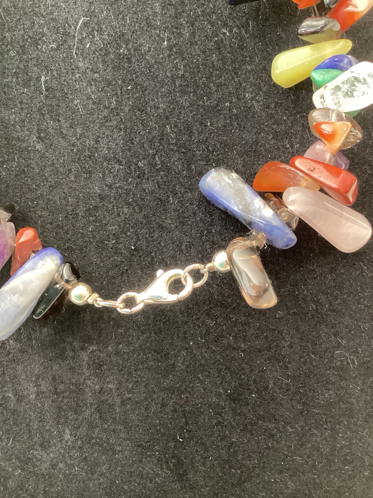 Multi Gemstone Chip/Chunky 24” Statement Piece With Sterling Silver Clasp